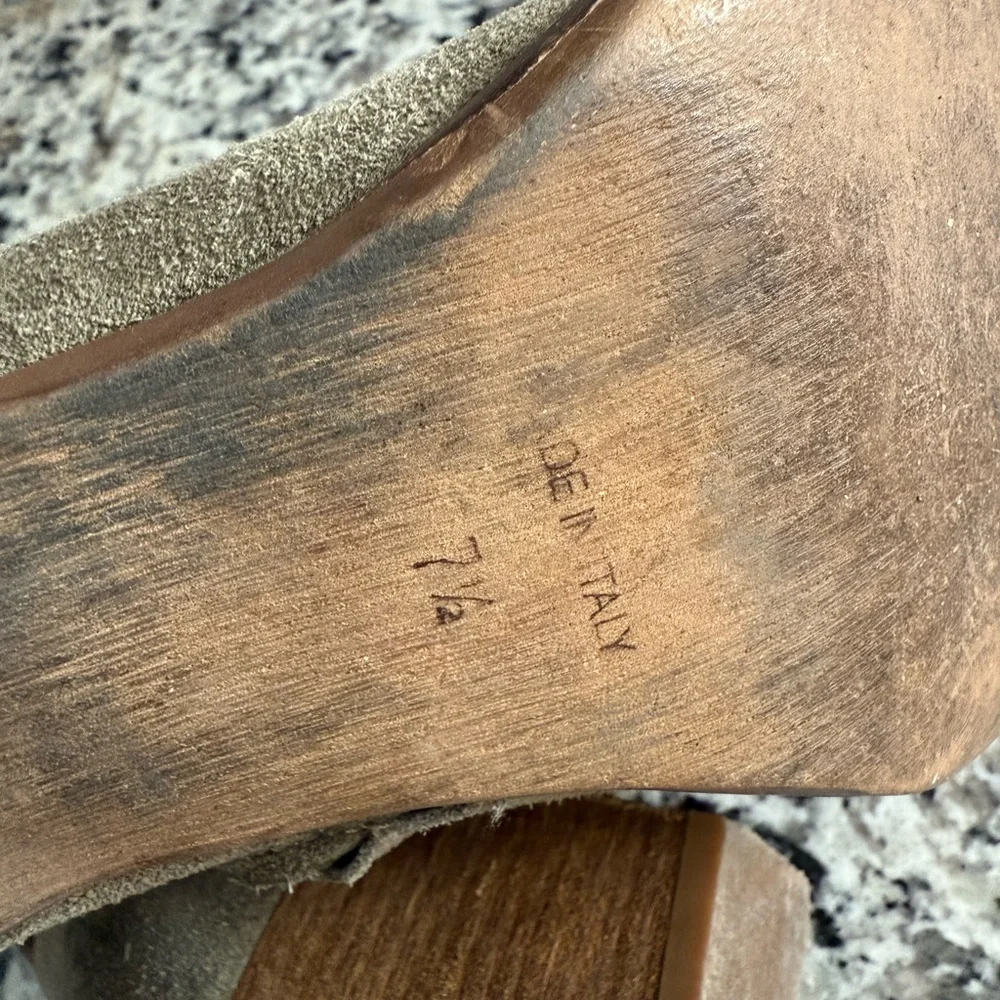 Madewell Billie Suede Ankle‎ Booties Taupe Block Heel Size 7.5 Made in Italy